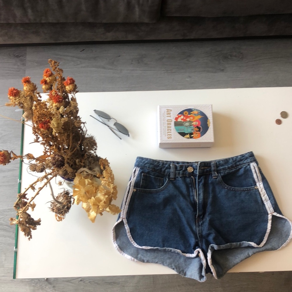 Denim track shorts